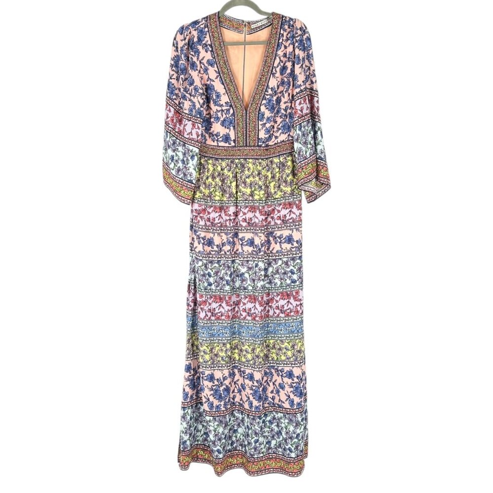 Alice + Olivia Lena Embroidered Floral Kimono Maxi Dress - Picture 2 of 11